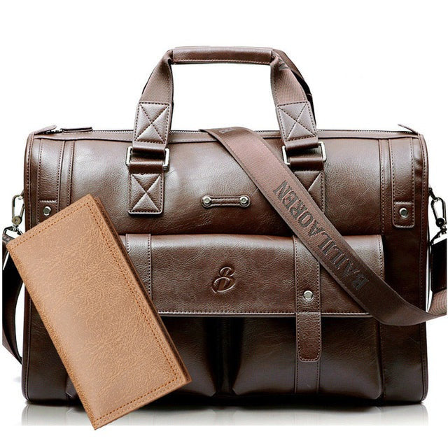 Light brown set L Wellvo Leather Laptop Bag - skyjackerz