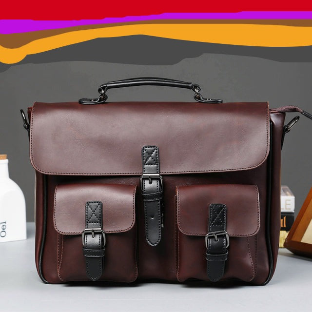 Coffee B Wellvo Leather Laptop Bag - skyjackerz