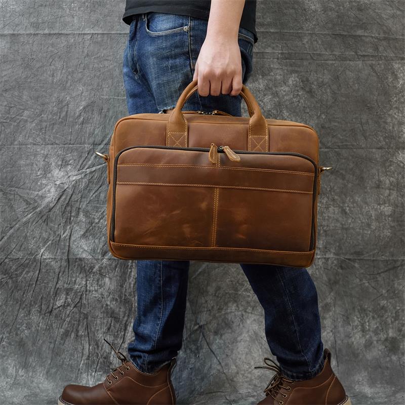 Light Brown1(40cm) Matthew Leather Laptop Bag For Men - skyjackerz
