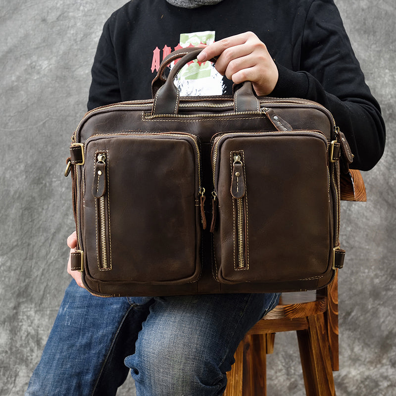 Light Brown1(40cm) Matthew Leather Laptop Bag For Men - skyjackerz
