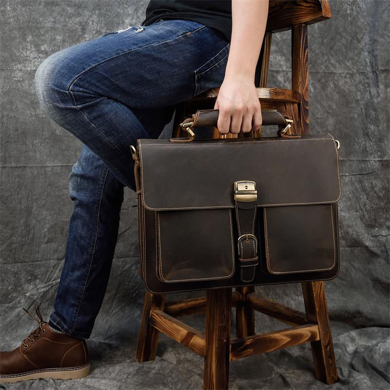 Light Brown1(40cm) Matthew Leather Laptop Bag For Men - skyjackerz