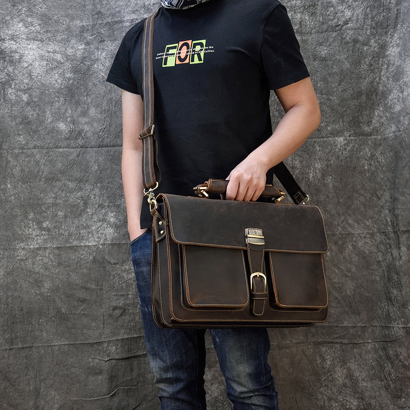 Light Brown1(40cm) Matthew Leather Laptop Bag For Men - skyjackerz