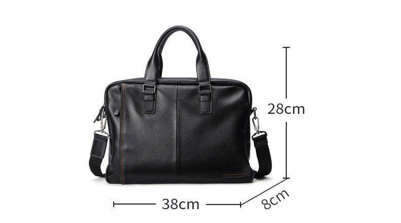 Default Title Plain Black Leather Laptop Bag For Men - skyjackerz