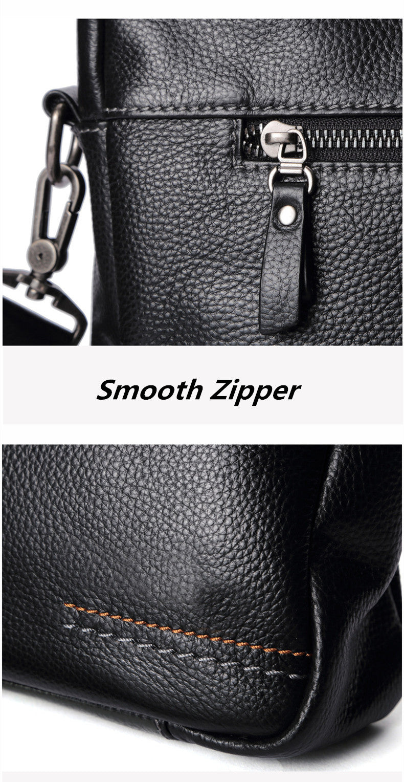 Default Title Plain Black Leather Laptop Bag For Men - skyjackerz