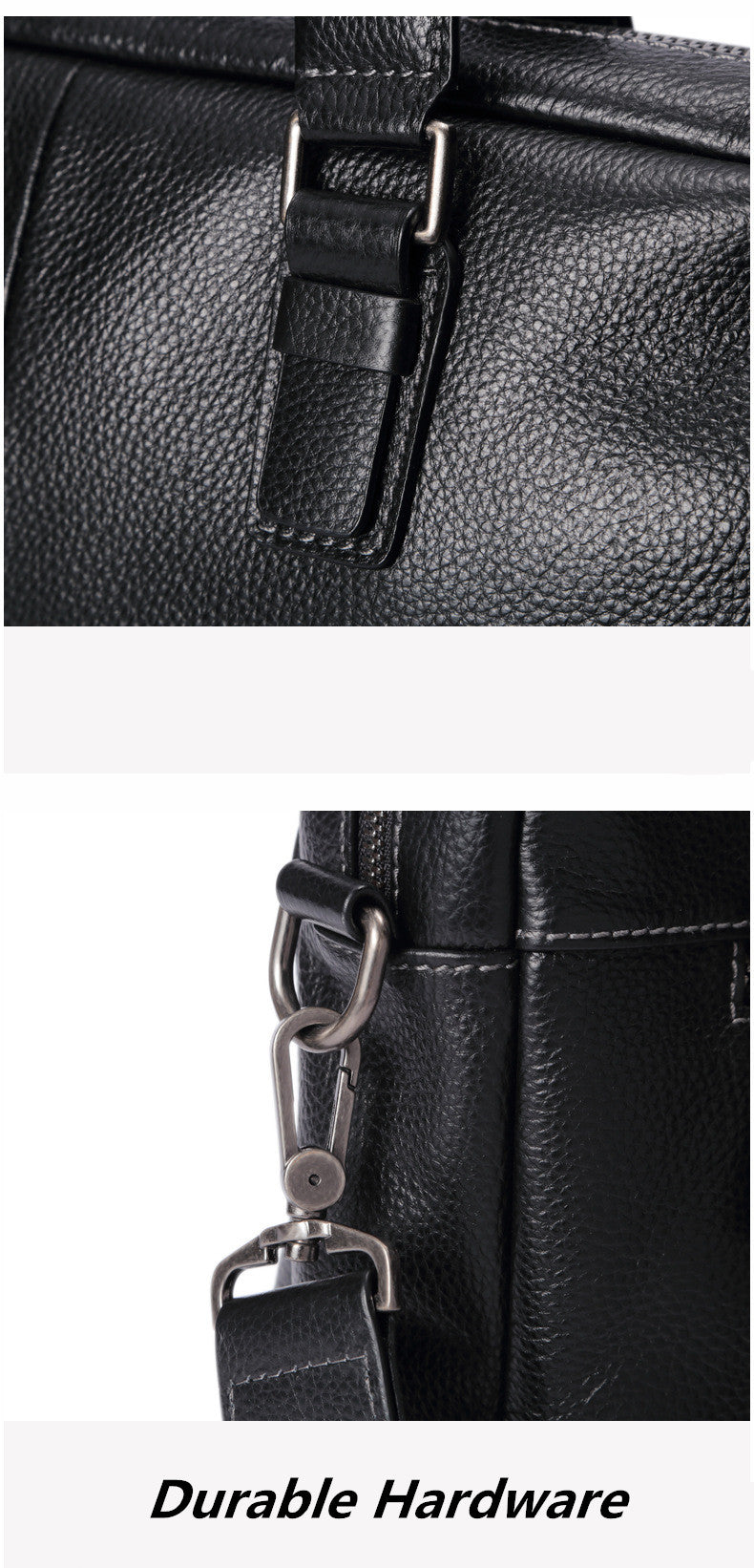 Default Title Plain Black Leather Laptop Bag For Men - skyjackerz