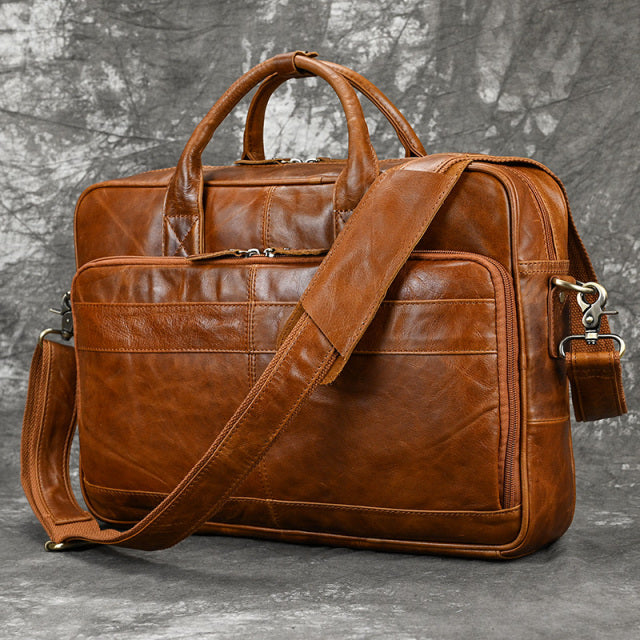 Orange Brown(40cm) Matthew Leather Laptop Bag For Men - skyjackerz