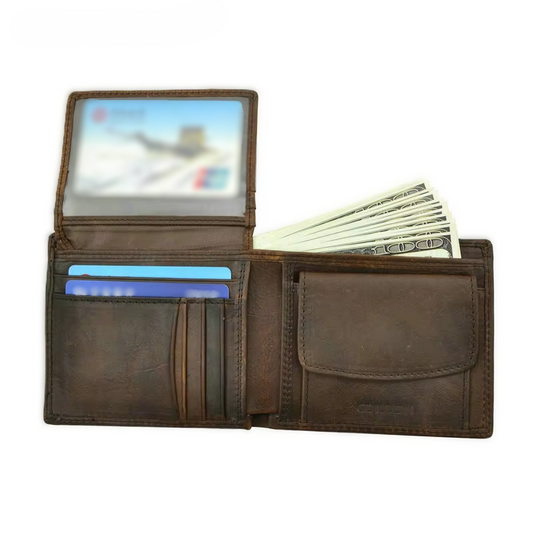 Black Plain VintageGuard Men's Leather Wallet - skyjackerz