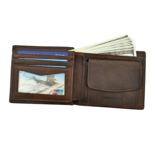 Black Plain VintageGuard Men's Leather Wallet - skyjackerz