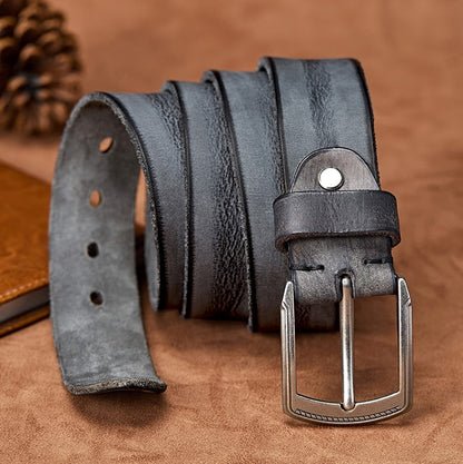 Light Brown / 105 Men's Handmade Casual Cowhide Leather Belt - skyjackerz