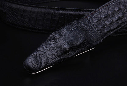 Black / 105 cm Men's Stylish Crocodile Leather Belt - skyjackerz
