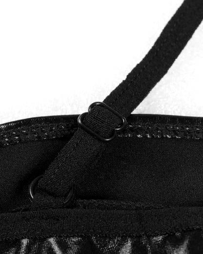 Women's Leather Black Bikini Set - skyjackerz