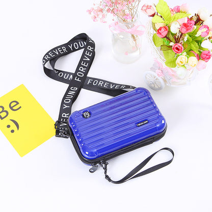 Sapphire Blue / One Size Women's Leather Crossbody Purse - Mini Suitcase Shape - skyjackerz