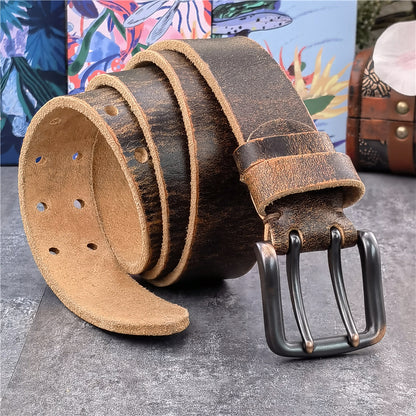 Black-B / 95 cm Retro Style Genuine Leather Belt for Men - skyjackerz