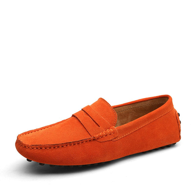 Orange / 6.5 Men's Moccasins Lightweight Leather Loafers - skyjackerz