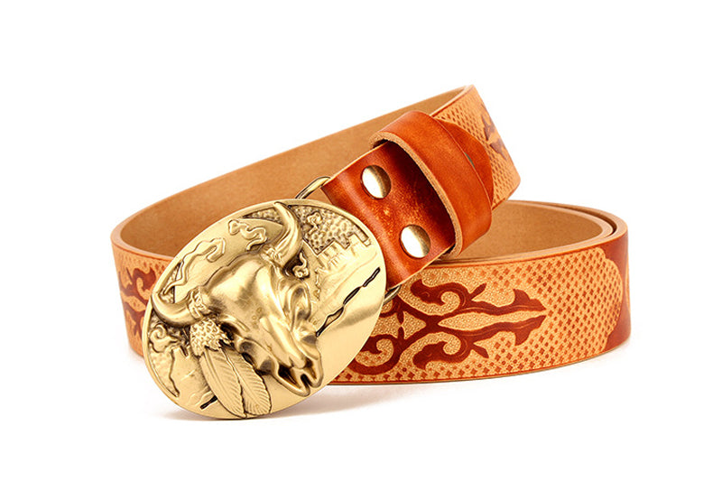 Ethnic Style Cowboy Leather Belt For Men - skyjackerz