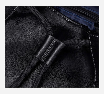 Black Men's Leather Large Water-Resistant Bag - skyjackerz