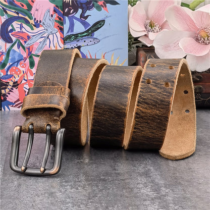 Black-B / 95 cm Retro Style Genuine Leather Belt for Men - skyjackerz
