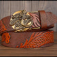 Red / 105 cm Luxury Designer Dragon Leather Belt For Men - skyjackerz