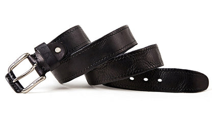Black / 100 Men's Stylish Pin Buckle Leather Belt - skyjackerz