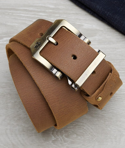 Coffee / 120 cm Men's Luxury Pin Buckle Leather Belt - skyjackerz