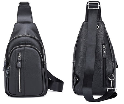 Men's Leather Black Travel Bag - skyjackerz