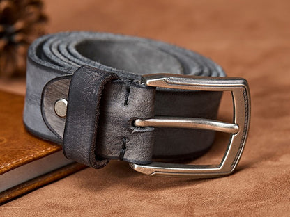 Light Brown / 105 Men's Handmade Casual Cowhide Leather Belt - skyjackerz