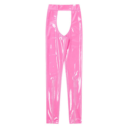 Pink-A / S Women's Cutout Leather Pants - skyjackerz