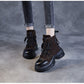 Black / 4 Women's Chunky Leather Boots - skyjackerz