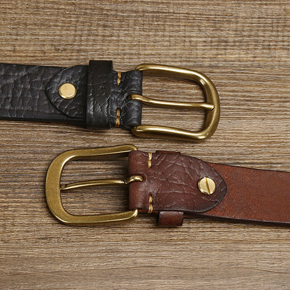 Black / 100 cm Men's Embossed Retro Leather Belt for Jeans - skyjackerz