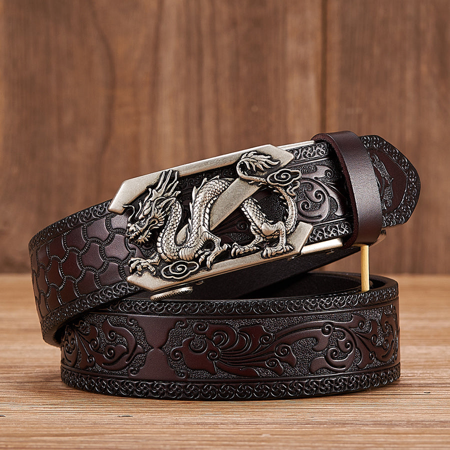 Dragon Z Automatic Embossed Leather Belt For Men - skyjackerz
