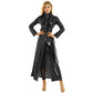 Women's Wet look Long Leather Dress - skyjackerz
