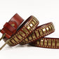 Red Brown / 105 cm Rivet Studded Cowskin Leather Belt For Men - skyjackerz