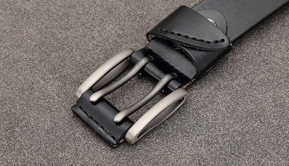 Men's Vintage Double Pin Buckle Leather Belt - skyjackerz