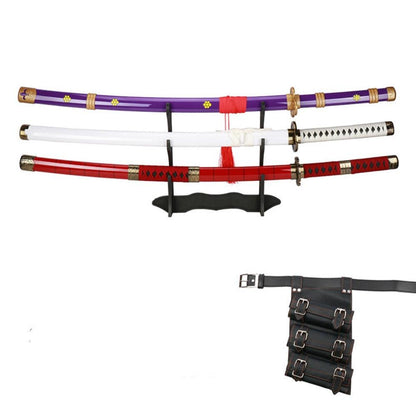 3-pcs Set C One Piece Zoro Wooden Sword Toys - skyjackerz