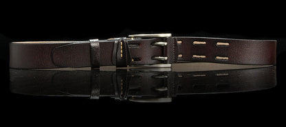 Black / 105 cm British Style Double Pin Leather Belt for Men - skyjackerz