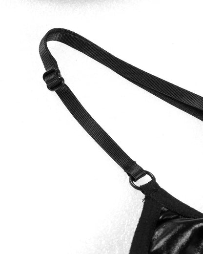 Women's Leather Black Bikini Set - skyjackerz