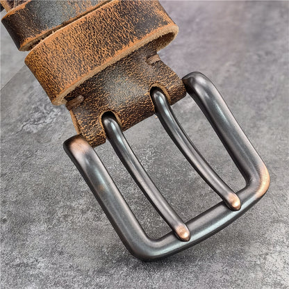 Black-B / 95 cm Retro Style Genuine Leather Belt for Men - skyjackerz