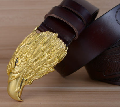 Style 1 - Black / 100 cm Designer Vintage Leather Belt for Men - Eagle Design - skyjackerz