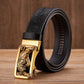 Gold - Black / 100 cm Tiger Automatic Embossed Leather Belt For Men - skyjackerz