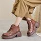 Brown / 5 Women's Thick High-Heel Ankle Boots - skyjackerz