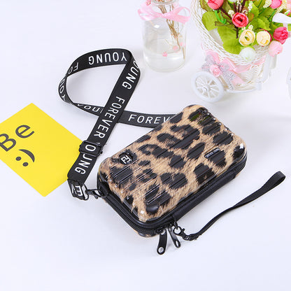 Leopard Green / One Size Women's Leather Crossbody Purse - Mini Suitcase Shape - skyjackerz