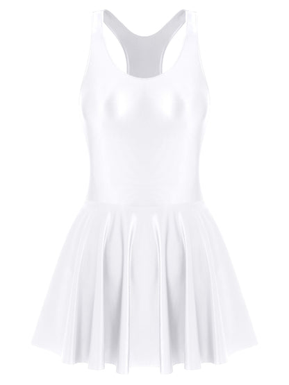 Women Leather Leotard Party Dress - skyjackerz