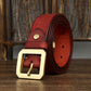 Red Brown / 100 cm Retro Thick Square Buckle Leather Belt For Men - skyjackerz