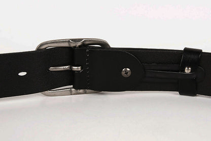 Black / 105 cm Men's Heavy Metal Rivet Leather Belt - skyjackerz