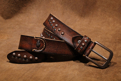 Coffee / 105 cm Punk Style Men's Pin Buckle Leather Belt - skyjackerz