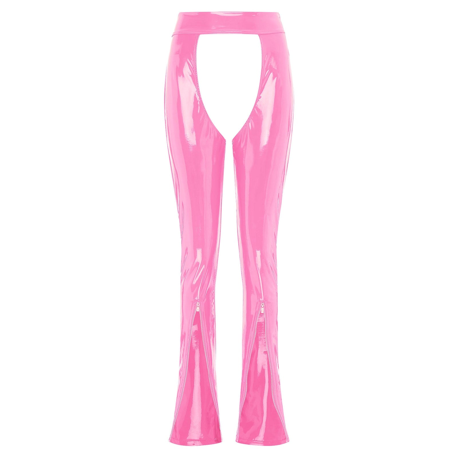 Pink-B / S Women's Cutout Leather Pants - skyjackerz