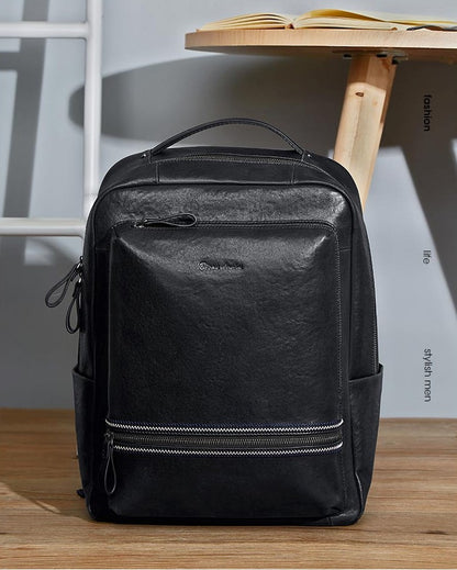 Men's Cowhide Leather Laptop Backpack - skyjackerz