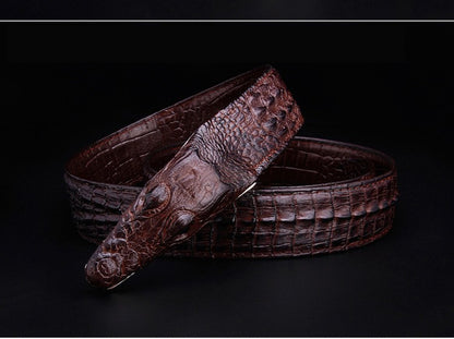 Black / 105 cm Men's Stylish Crocodile Leather Belt - skyjackerz