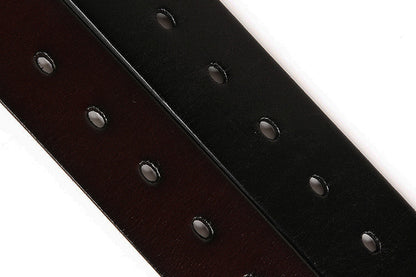 Black / 105 cm Men's Metal Rivet Cowboy Leather Belt - skyjackerz