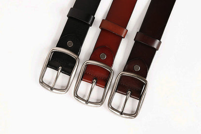 Black / 105 cm Men's Heavy Metal Rivet Leather Belt - skyjackerz